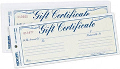 REDIFORM - 25 Sheet, 8-1/2 x 3-2/3", Gift Certificates - White - Makers Industrial Supply