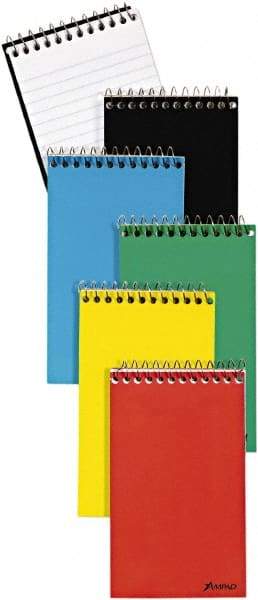 AMPAD - 60 Sheet, 3 x 5", Narrow Memo Book (Top Bound) - Red & Blue & Black on White - Makers Industrial Supply