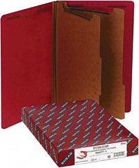 Samsill - 8-1/2 x 14", Legal, Bright Red, Classification Folders with End Tab Fastener - 11 Point Stock, Straight Tab Cut Location - Makers Industrial Supply