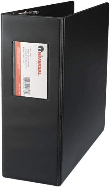 UNIVERSAL - 4" Sheet Capacity, 11 x 8-1/2", Non-View Ring Binder - Suede Finish Vinyl, Black - Makers Industrial Supply