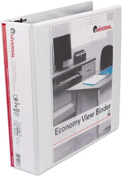 UNIVERSAL - 2" Sheet Capacity, 11 x 8-1/2", View Ring Binder - Vinyl, White - Makers Industrial Supply