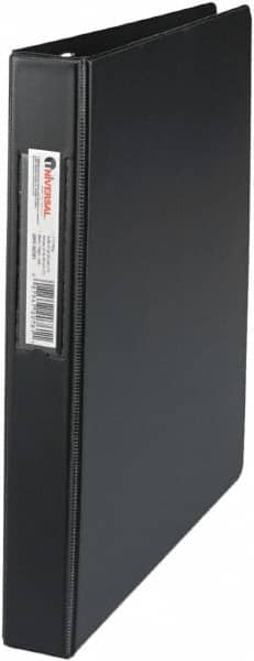 UNIVERSAL - 1" Sheet Capacity, 11 x 8-1/2", Non-View Ring Binder - Suede Finish Vinyl, Black - Makers Industrial Supply