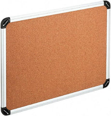 UNIVERSAL - 36" Wide x 24" High Open Cork Bulletin Board - Natural Cork, Silver Frame - Makers Industrial Supply