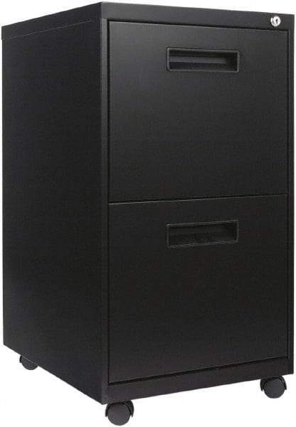 ALERA - 16" Wide x 28-1/2" High x 19.2" Deep, 2 Drawer Mobile Pedestal - Steel, Black - Makers Industrial Supply