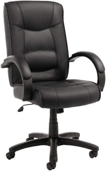 ALERA - 28-1/8" High Office/Managerial/Executive Chair - 21" Wide x 21" Deep, Top-Grain Leather Seat, Black - Makers Industrial Supply