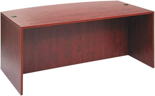 ALERA - Woodgrain Laminate Bow Front Desk - 71" Wide x 35" Deep x 41" High, Medium Cherry - Makers Industrial Supply