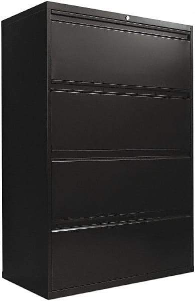 ALERA - 36" Wide x 54" High x 19-1/4" Deep, 4 Drawer Lateral File with Lock - Steel, Black - Makers Industrial Supply