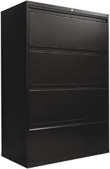 ALERA - 36" Wide x 54" High x 19-1/4" Deep, 4 Drawer Lateral File with Lock - Steel, Black - Makers Industrial Supply