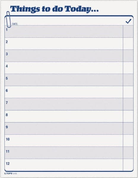 TOPS - 100 Sheet, 8-1/2 x 11", Daily Agenda - White - Makers Industrial Supply