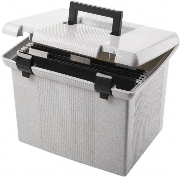 Pendaflex - 1 Compartment, 13 Inch Wide x 14 Inch Deep x 10 Inch High, Portable File Box - Plastic, Granite - Makers Industrial Supply