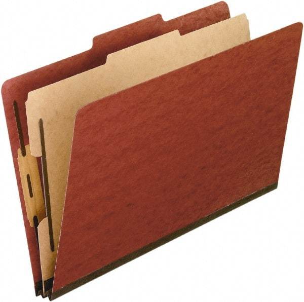 Pendaflex - 8-1/2 x 14", Legal, Red, Classification Folders with Top Tab Fastener - 11 Point Stock, 2/5 Tab Cut Location - Makers Industrial Supply