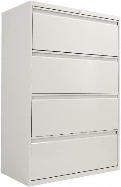 ALERA - 36" Wide x 54" High x 19-1/4" Deep, 4 Drawer Lateral File with Lock - Steel, Light Gray - Makers Industrial Supply