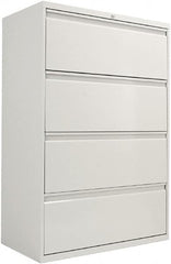 ALERA - 36" Wide x 54" High x 19-1/4" Deep, 4 Drawer Lateral File with Lock - Steel, Light Gray - Makers Industrial Supply