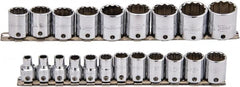 Proto - 21 Piece 3/8" Drive Socket Set - 12 Points, 6mm to 26mm Range, Metric Measurement Standard - Makers Industrial Supply