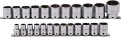 Proto - 24 Piece 1/2" Drive Socket Set - 12 Points, 10mm to 36mm Range, Metric Measurement Standard - Makers Industrial Supply