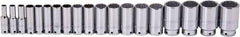 Proto - 19 Piece 1/2" Drive Deep Well Socket Set - 12 Points, 3/8" to 1-1/2" Range, Inch Measurement Standard - Makers Industrial Supply