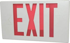 Cooper Lighting - 1 and 2 Face, 0.98, 1.03 Watt, White, Polycarbonate, LED, Illuminated Exit Sign - 120/277 VAC, Nickel Cadmium, Surface Mounted, 13 Inch Long x 2-1/8 Inch Wide x 7-1/2 Inch High - Makers Industrial Supply