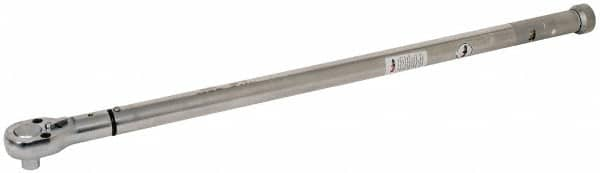 Value Collection - 3/4" Drive Micrometer Type Ratchet Head Torque Wrench - 90 Ft/Lb to 300 Ft/Lb Torque, 31" OAL, 1-1/2 Ft/Lb Graduation - Makers Industrial Supply