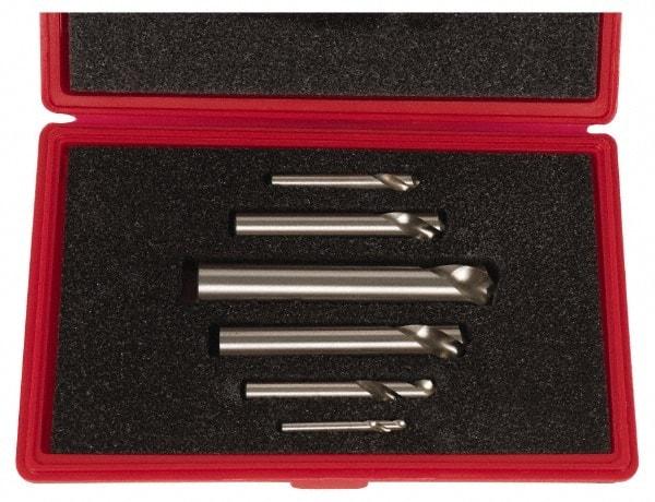 Cleveland - 1/4 to 1 Inch Body Diameter, 1 to 1-3/4 Inch Flute Length, 120° Point Angle, Spotting Drill Set - 4 to 8 Inch Overall Length, Series 2645, Bright Finish, High Speed Steel, Includes Six Spotting and Centering Drills - Makers Industrial Supply