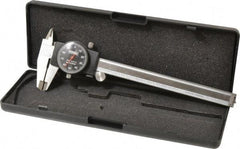 Fowler - 0" to 6" Range, 0.001" Graduation, 0.1" per Revolution, Dial Caliper - Black Face, 1.6" Jaw Length, Accurate to 0.0010" - Makers Industrial Supply