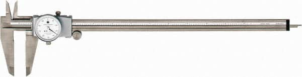 TESA Brown & Sharpe - 0" to 12" Range, 0.001" Graduation, 0.1" per Revolution, Dial Caliper - White Face, 2.5" Jaw Length - Makers Industrial Supply