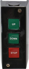 Value Collection - 3 Operator, Pushbutton Control Station - Up-Down-Stop (Legend), Momentary Switch, NO/NC Contact, NEMA 1 - Makers Industrial Supply