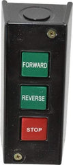 Value Collection - 3 Operator, Pushbutton Control Station - Forward-Reverse-Stop (Legend), Momentary Switch, NO/NC Contact, NEMA 1 - Makers Industrial Supply