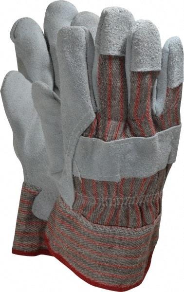 MCR Safety - Size L (9) Split Cowhide General Protection Work Gloves - For Work & Driver, Uncoated, Safety Cuff, Full Fingered, White/Gray/Red, Paired - Makers Industrial Supply