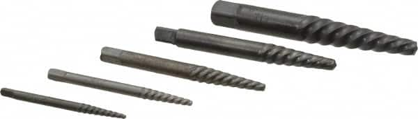 Cleveland - 5 Piece Spiral Flute Screw Extractor Set - Screw Range 3/16 to 3/4" - Makers Industrial Supply