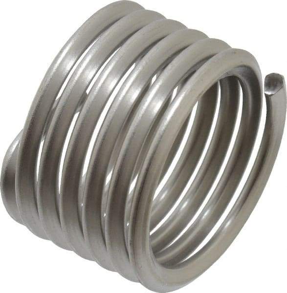 Recoil - 1-8 UNC, 1" OAL, Free Running Helical Insert - 6-3/8 Free Coils, Tanged, Stainless Steel, Bright Finish, 1D Insert Length - Exact Industrial Supply