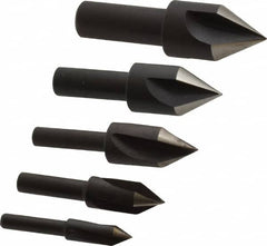 Cleveland - 5 Piece, 1/4 to 3/4" Head Diam, 60° Included Angle, Single End Countersink Set - Makers Industrial Supply