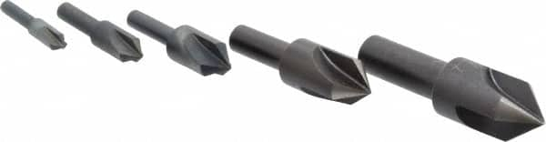 Cleveland - 5 Piece, 1/4 to 3/4" Head Diam, 82° Included Angle, Single End Countersink Set - Makers Industrial Supply