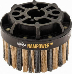 Brush Research Mfg. - 4" 80 Grit Ceramic/Silicon Carbide Tapered Disc Brush - Coarse Grade, CNC Adapter Connector, 0.71" Trim Length, 7/8" Arbor Hole - Makers Industrial Supply