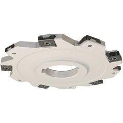 Iscar - Arbor Hole Connection, 0.118" Cutting Width, 27mm Depth of Cut, 100mm Cutter Diam, 27mm Hole Diam, 12 Tooth Indexable Slotting Cutter - SDN Toolholder, LNET Insert, Right Hand Cutting Direction - Makers Industrial Supply