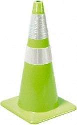 PRO-SAFE - 28" High, Lime Rigid Traffic Cone - 14" Base Width, 7 Lb, PVC - Makers Industrial Supply