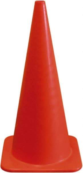 PRO-SAFE - 28" High, Orange Traffic Cone with Base - 13" Base Width, 5 Lb, PVC - Makers Industrial Supply