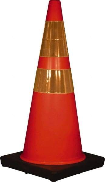 PRO-SAFE - 28" High, Orange Traffic Cone with Base - 14" Base Width, 7 Lb, PVC - Makers Industrial Supply