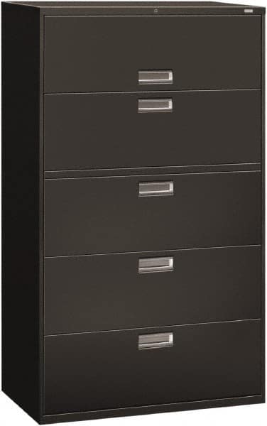 Hon - 42" Wide x 67" High x 19-1/4" Deep, 5 Drawer Roll-Out, Roll-Out Posting - Steel, Charcoal - Makers Industrial Supply