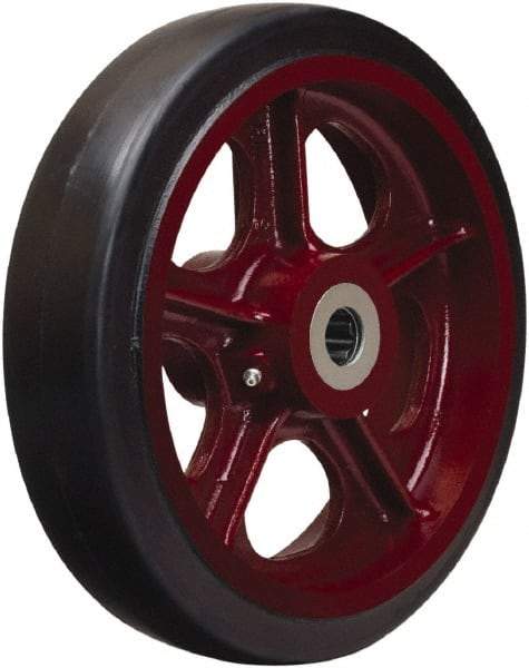 Hamilton - 12 Inch Diameter x 2-1/2 Inch Wide, Rubber on Cast Iron Caster Wheel - 900 Lb. Capacity, 3-1/4 Inch Hub Length, 1-1/4 Inch Axle Diameter, Straight Roller Bearing - Makers Industrial Supply