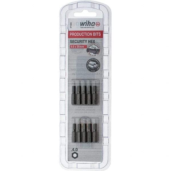 Wiha - 4mm Hex Screwdriver Bit - 1/4" Drive, 1" OAL - Makers Industrial Supply