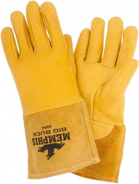 MCR Safety - Size L Unlined Goatskin Welding Glove - 9" OAL, Gauntlet Cuff, Wing Thumb, For MIG/TIG - Makers Industrial Supply