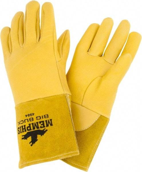 MCR Safety - Size L Unlined Deerskin Welding Glove - Gauntlet Cuff, Thumb Strap - Makers Industrial Supply