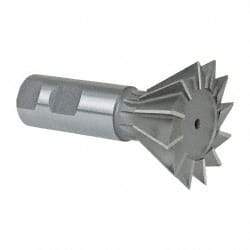 Made in USA - 2-1/4" Diam x 1-1/16" Width of Cut, 60° Included Angle, Cobalt Dovetail Cutter - 1" Shank Diam, 2-11/16" Shank Length, 3-3/4" Overall Length, Weldon Flat, Uncoated - Makers Industrial Supply