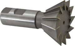 Made in USA - 2-1/2" Diam x 1-1/8" Width of Cut, 60° Included Angle, Cobalt Dovetail Cutter - 1" Shank Diam, 2-5/8" Shank Length, 3-3/4" Overall Length, Weldon Flat, Uncoated - Makers Industrial Supply