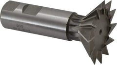 Made in USA - 2-1/4" Diam x 11/16" Width of Cut, 45° Included Angle, Cobalt Dovetail Cutter - 1" Shank Diam, 3-1/16" Shank Length, 3-3/4" Overall Length, Weldon Flat, Uncoated - Makers Industrial Supply