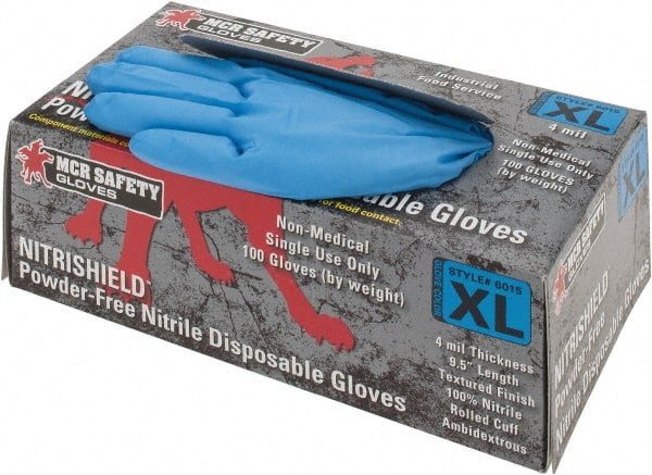 MCR Safety - Size XL, 4 mil, Industrial Grade, Powder Free Nitrile Disposable Gloves - Makers Industrial Supply