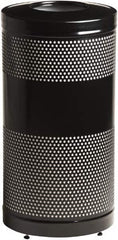 Rubbermaid - 25 Gal Black Round Decorative Waste Receptacle With Top - Steel, 902mm High - Makers Industrial Supply