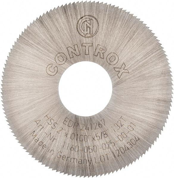 Controx - 2" Diam x 0.01" Blade Thickness x 5/8" Arbor Hole Diam, 132 Tooth Slitting and Slotting Saw - Arbor Connection, Right Hand, Uncoated, High Speed Steel, Concave Ground - Makers Industrial Supply