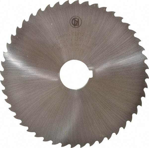 Controx - 5" Diam x 1/8" Blade Thickness x 1" Arbor Hole Diam, 48 Tooth Slitting and Slotting Saw - Arbor Connection, Right Hand, Uncoated, Cobalt, 15° Rake, Concave Ground, Contains Keyway - Makers Industrial Supply