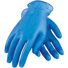 64-V77B/L Disposable Gloves - Ambi-Dex Disposable HD Vinyl - Blue 5 mil - Powdered - Industrial Grade - Exact Industrial Supply